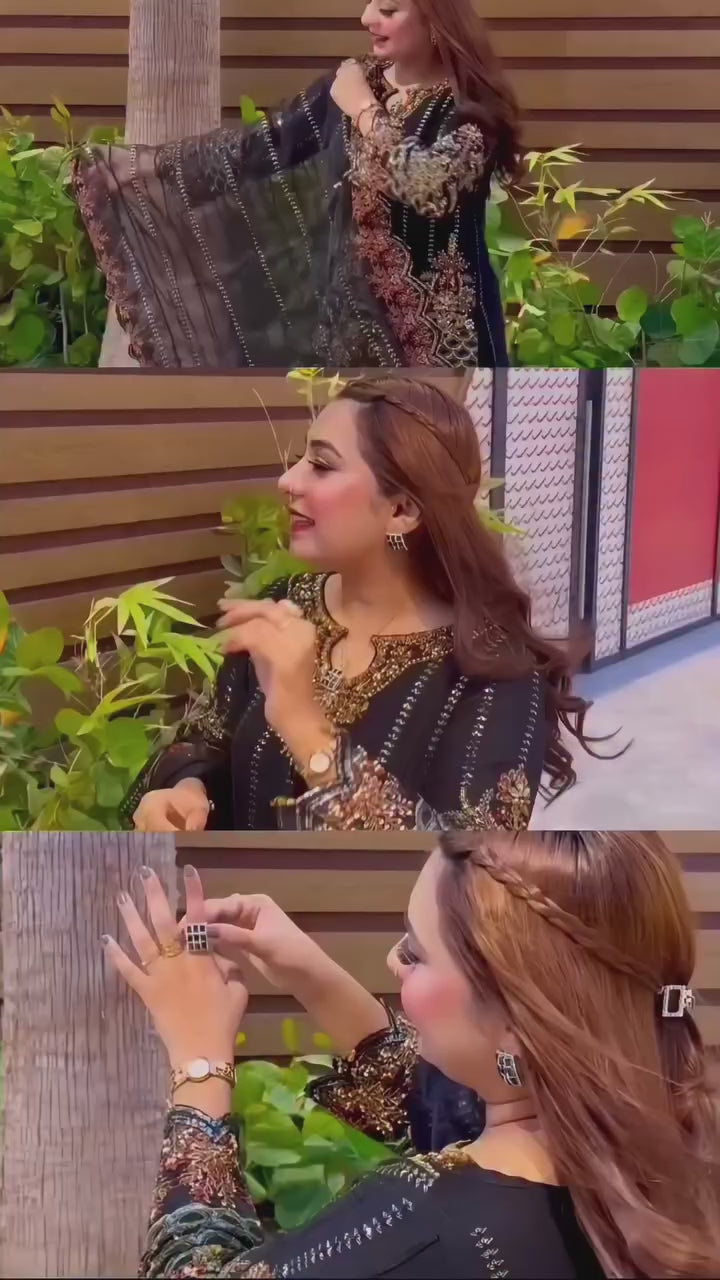 Designer Embroidery Sequins Work Sharara Suit